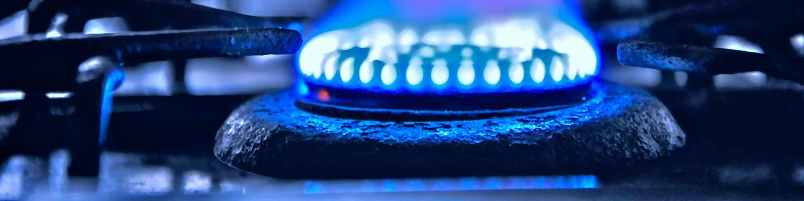 Gas burner running a clean blue flame after commissioning